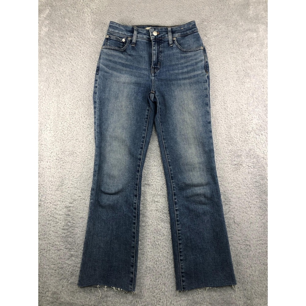 Madewell Jeans Women 25x26 (Tag 24) Blue Curvy Kick Out Crop Mid-Rise Distressed